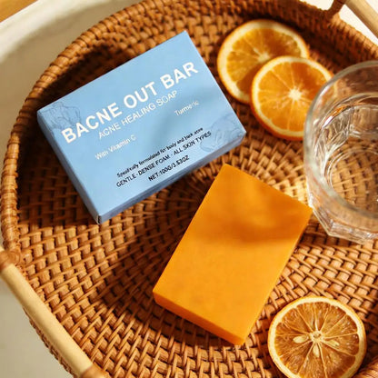 1/2/3pcs Vitamin C & Turmeric Cleansing Soap For Facial Body Soap Dust Acne Removal Moisturizing and Brightening Cleaning Soap