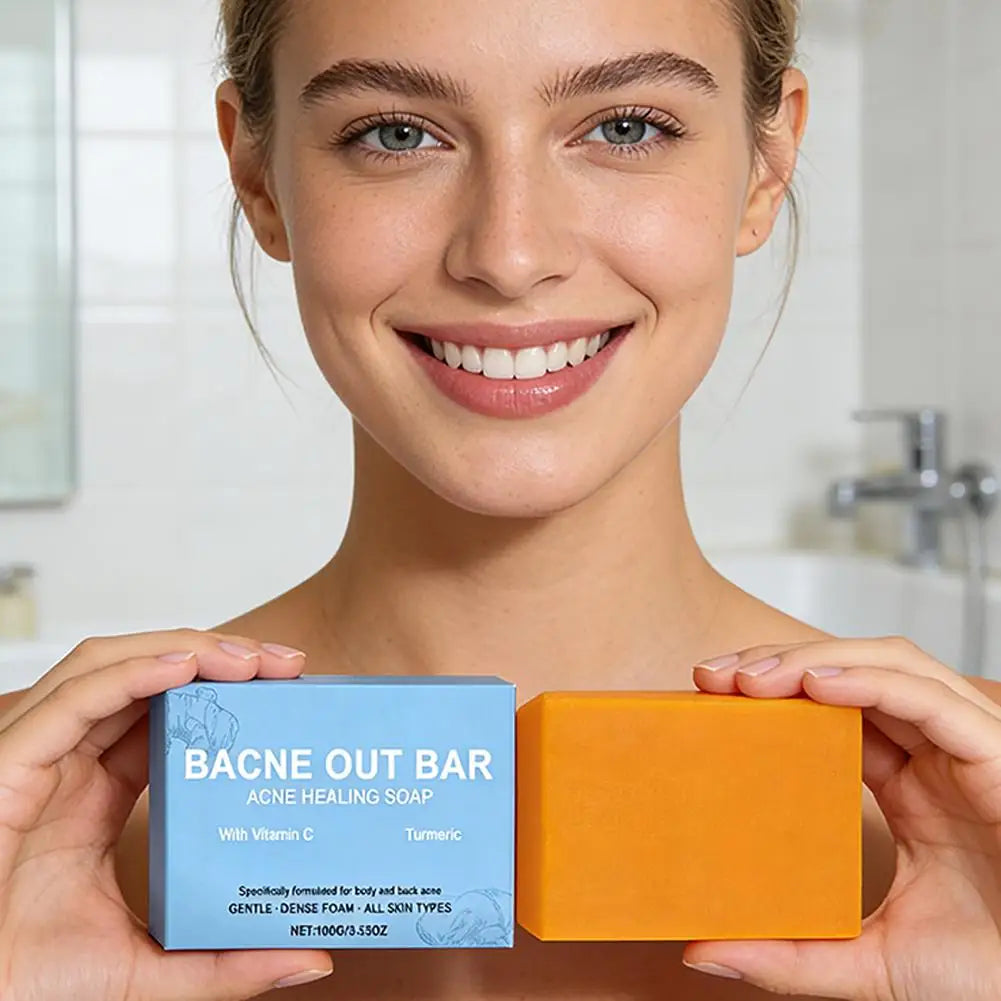 1/2/3pcs Vitamin C & Turmeric Cleansing Soap For Facial Body Soap Dust Acne Removal Moisturizing and Brightening Cleaning Soap