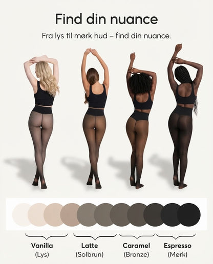 Fleeceforede strømpebukser med transparent look