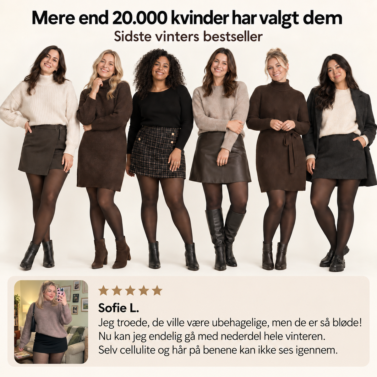Fleeceforede strømpebukser med transparent look