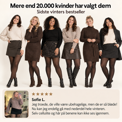 Fleeceforede strømpebukser med transparent look