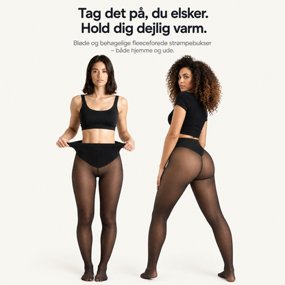 Fleeceforede strømpebukser med transparent look